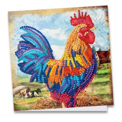 kartka z haftem diamentowym Kogut