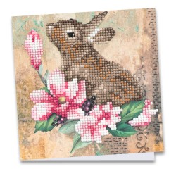 kartka z haftem diamentowym królik