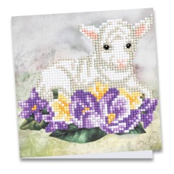 kartka z haftem diamentowym Baranek 