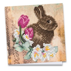 kartka z haftem diamentowym zajączek