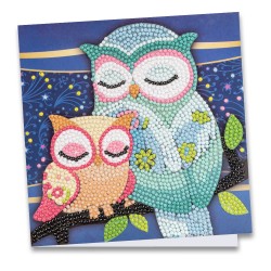 kartka z haftem diamentowym sowy