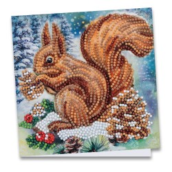 kartka z haftem diametowym wiewiórka