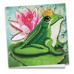 kartka z haftem diamentowym żaba