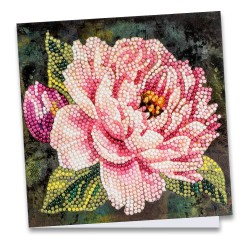 kartka z haftem diamentowym piwonia 