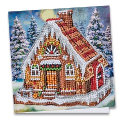 kartka z haftem diamentowym chatka z piernika