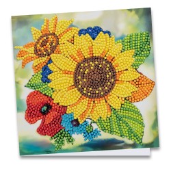 kartka z haftem diamentowym słonecznik
