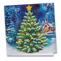 kartka z haftem diamentowym choinka