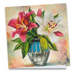 kartka z haftem diametowym lilie