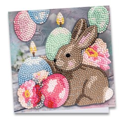 kartka z haftem diamentowym zając 
