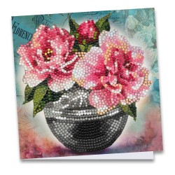 kartka z haftem diamentowym piwonie 