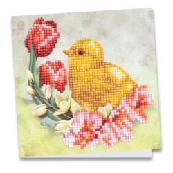 Diamond Painting kartka Kurczak z narzędziami rozm. 16x16 cm