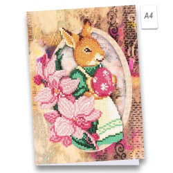 Diamond painting kartka Pani zajac z jajkiem rozm. A4 z narzędziami