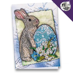 Diamond painting kartka z zajączkiem cyrkonie akryl rozm. 11,5 x16,5 cm