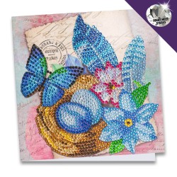 Diamond painting kartka z pisankami i piórkiem, cyrkonie rozm. 16x16 cm