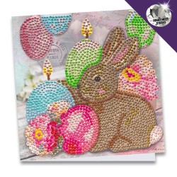 Diamond painting, kartka Zajaczek ze świecami, cyrkonie, 16x16 cm