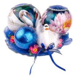 ozdobna folia holograficzna ŁABĘDZIE Ø12cm, wysokość 11 cm 6szt