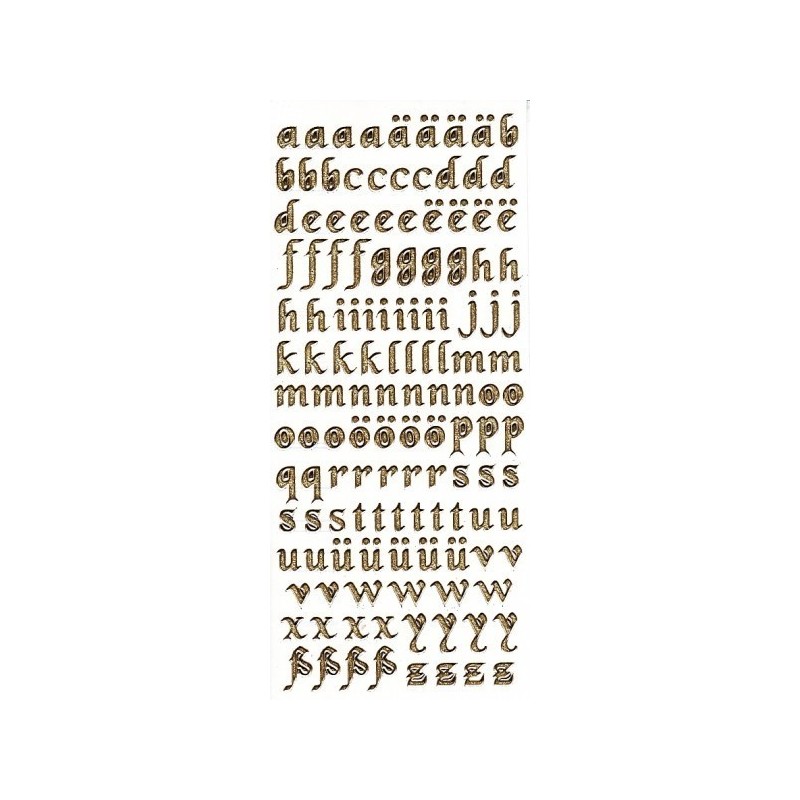 Micro-stickers alfabet małe litery - złoty