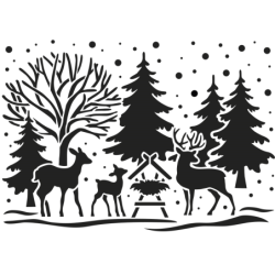 Szablon zimowy las A4