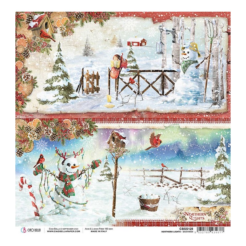 Snowmen arkusz papieru rozm. 30,5x30,5 cm