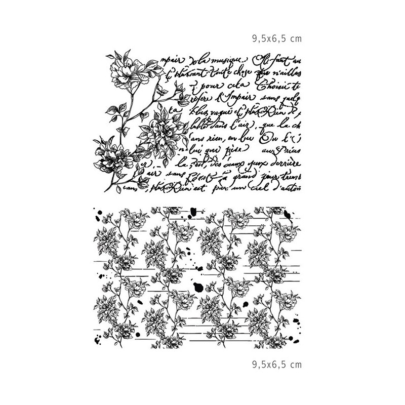 Stemple Ciao Bella, tło kwiaty, napisy, 2 szt, rozm. 10x15 cm