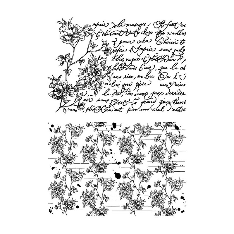 Stemple Ciao Bella, tło kwiaty, napisy, 2 szt, rozm. 10x15 cm