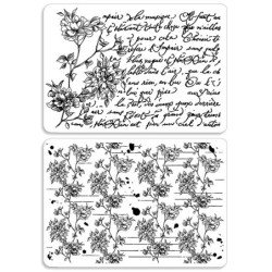 Stemple Ciao Bella, tło kwiaty, napisy, 2 szt, rozm. 10x15 cm