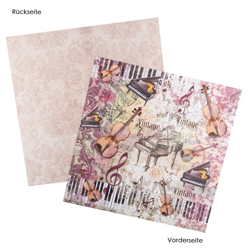 Zestaw papierów Vintage 3, 20 kartek, 25x25 cm