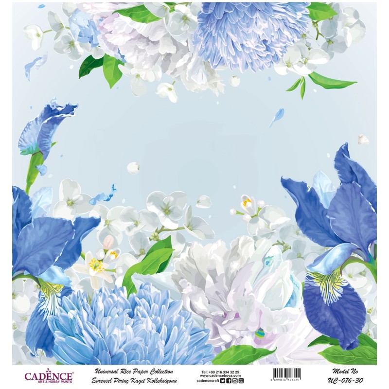 papier ryżowy niebieskie kwiaty