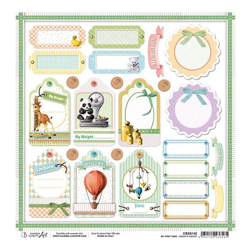 Waga i wzrost, arkusz papieru 30,5 x 30,5 cm