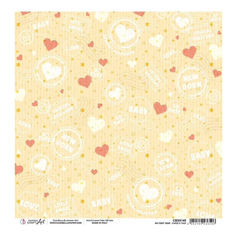 My First Year Cards&Tags arkusz papieru 30,5 x 30,5 cm