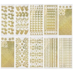 Zestaw naklejek Boże Narodzenie złoty hologram 10 sztuk