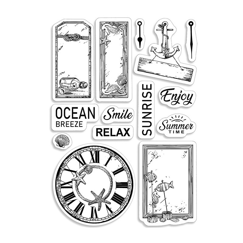 Stemple Ciao Bella, marynistyczne, 14 szt, rozm. 10x15 cm