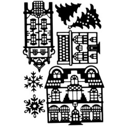 Wykrojnik do papieru, zimowy domek 7szt