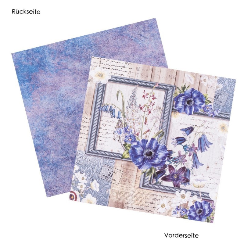 Zestaw papierów 20 kartek, kwiaty, 25x25 cm