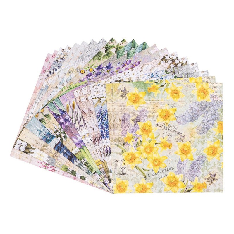 Zestaw papierów kwiaty, 20 kartek, 25x25cm