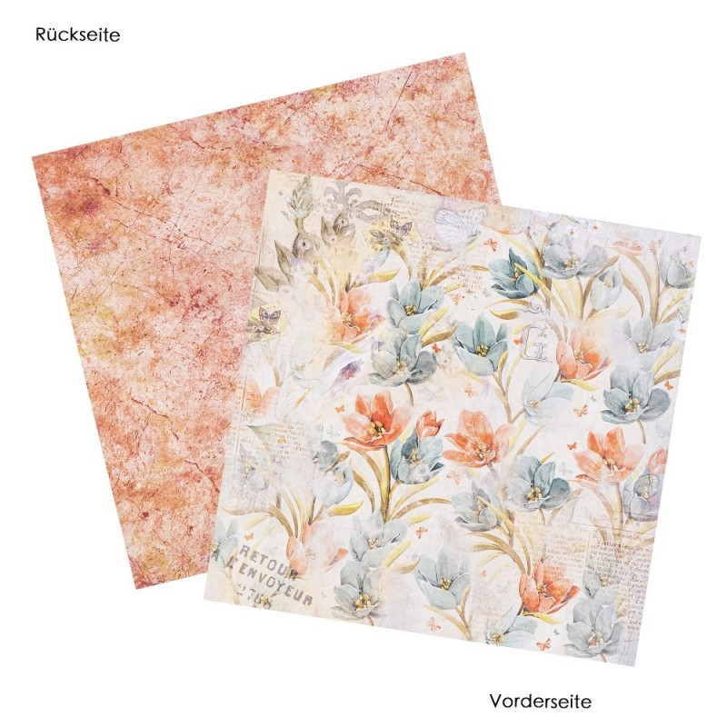 Zestaw papierów kwiaty, 20 kartek, 25x25cm