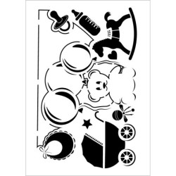 Szablon dziecięcy, wózek,...