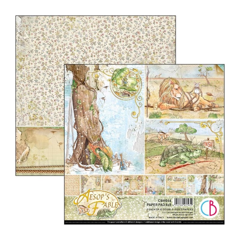 Aesop's Fables zestaw 12 kartek, rozm. 20,3 x 20,3 cm