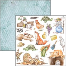 Aesop's Fables zestaw 12 kartek, rozm. 20,3 x 20,3 cm