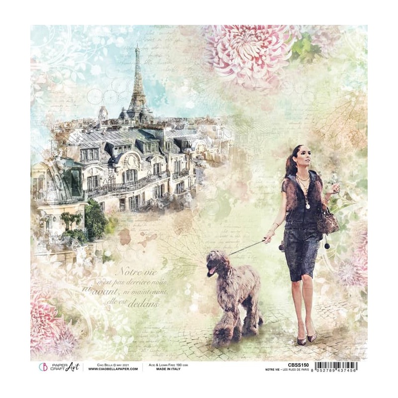 Les rues de Paris arkusz papieru 30,5 cm x 30,5 cm