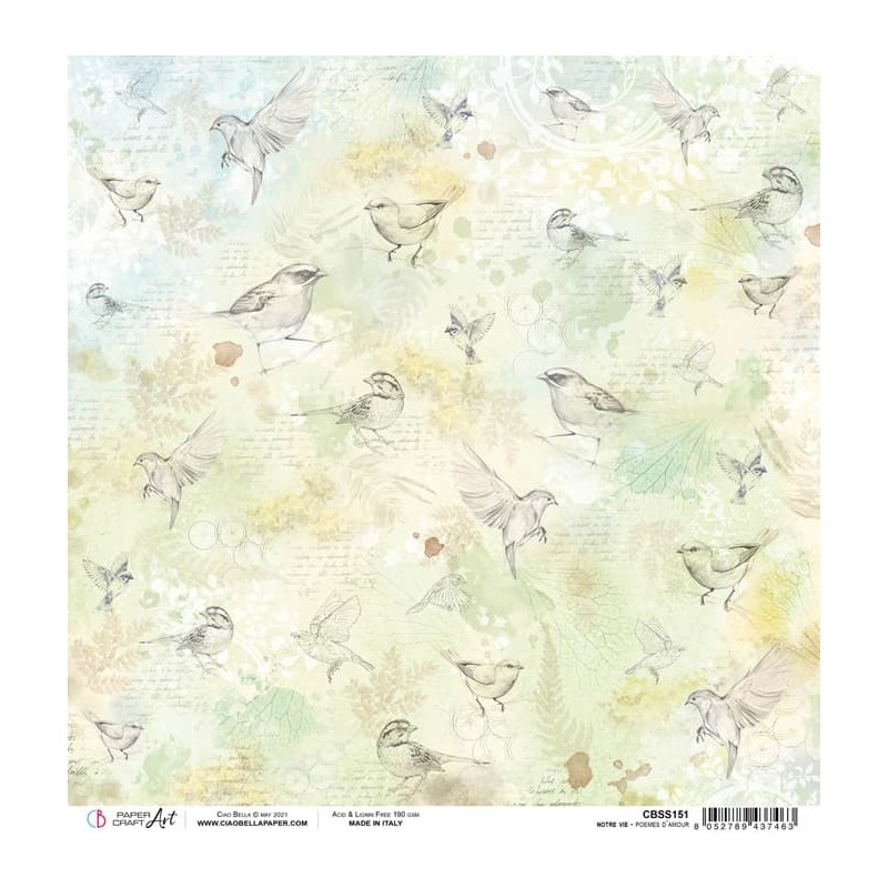 Poemes d'amour arkusz papieru, 30,5cm x 30,5cm