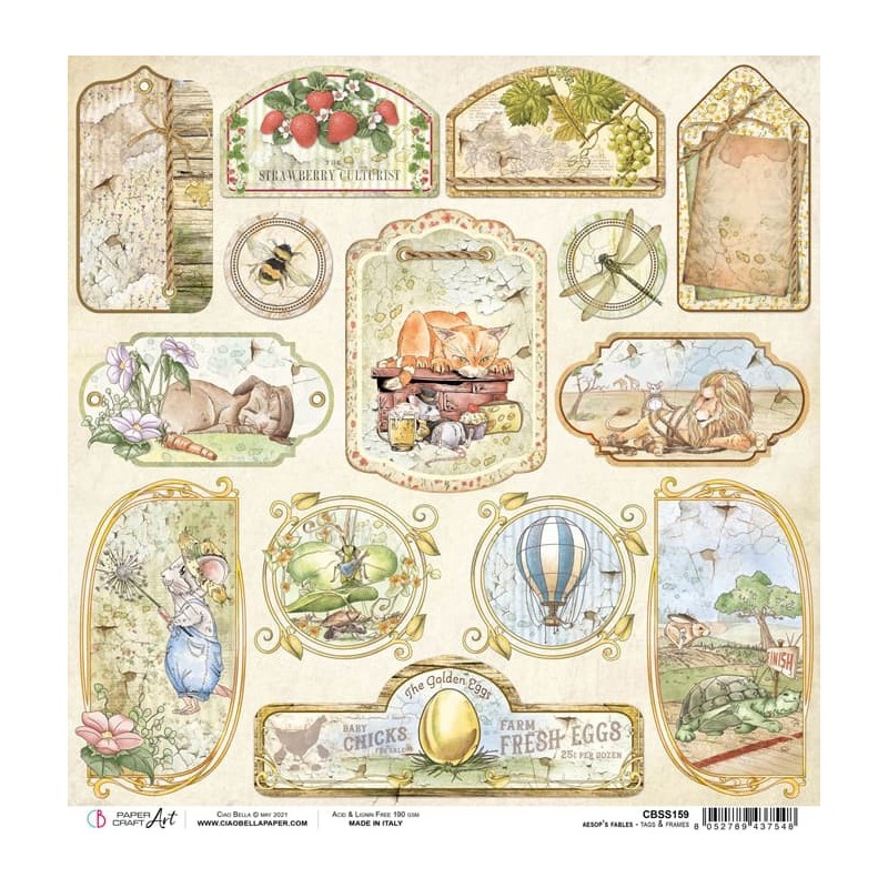 Aesop's Fables Tags & Frames arkusz papieru, 30,5cm x 30,5cm