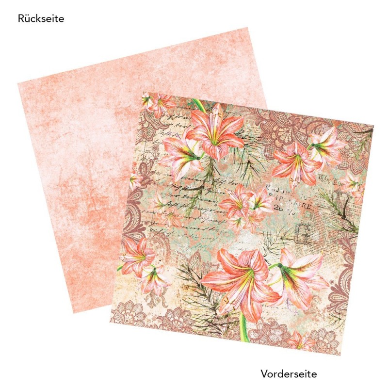 Zestaw papierów 20 kartek, zimowe kwiaty, 25x25cm