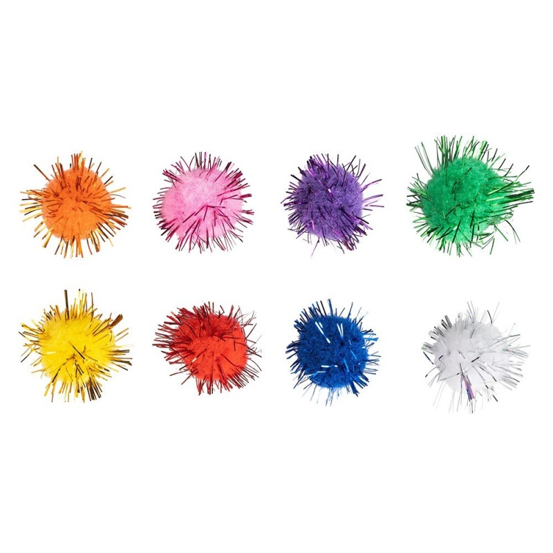 Pompony dekoracyjne z lametą 100 szt