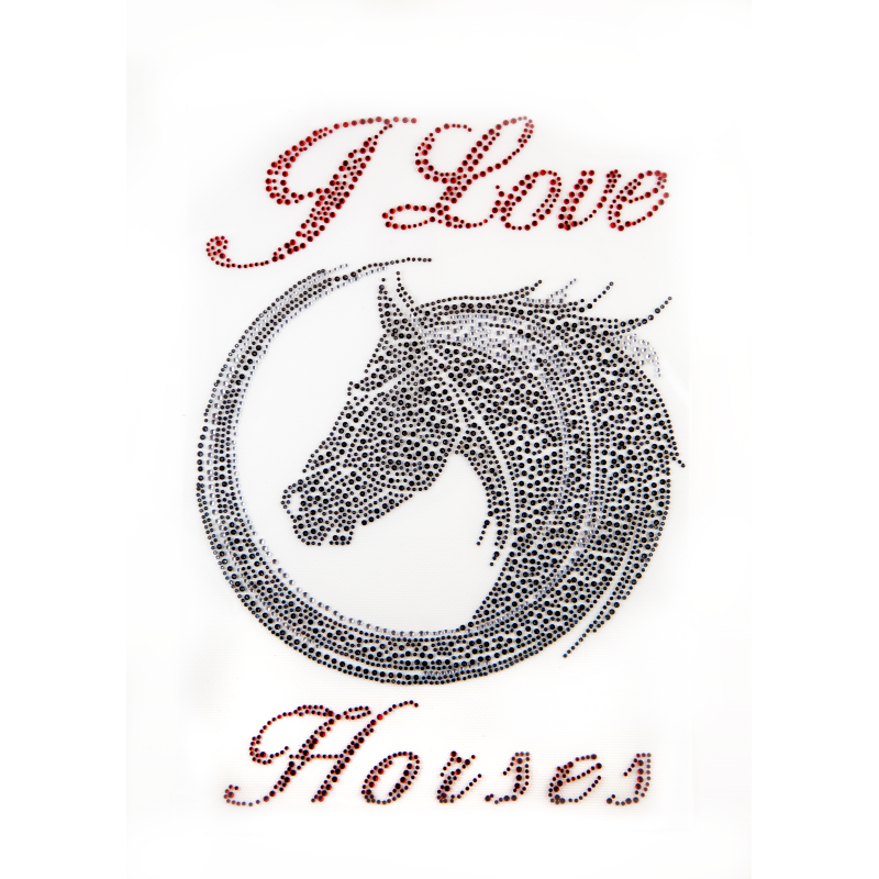 Termo aplikacja z kamieni hot-fix I LOVE HORSES A4