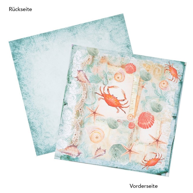 Zestaw papierów, morskie wzory, 20 kartek, 25x25cm
