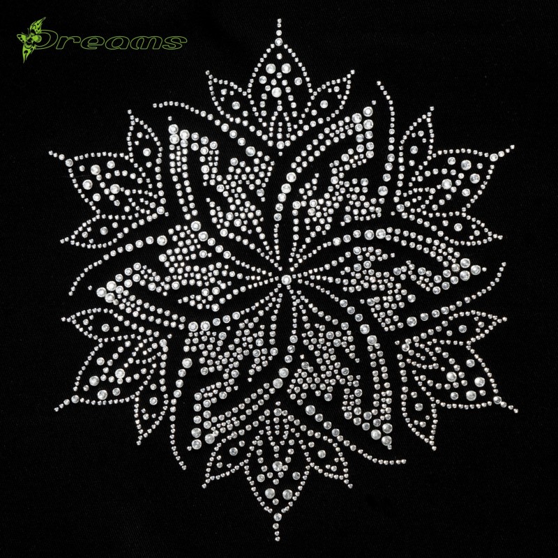 Aplikacja Hot Fix Rozetka z kamieni – 20x21 cm