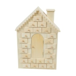 Kalendarz adwentowy drewniany domek 42x27x6,5cm