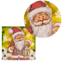 Diamond painting, kartka Mikołaj 16x16cm