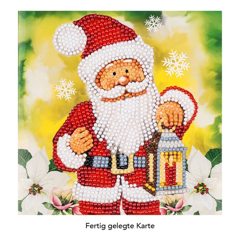 Diamond painting, kartka Mikołaj 16x16cm